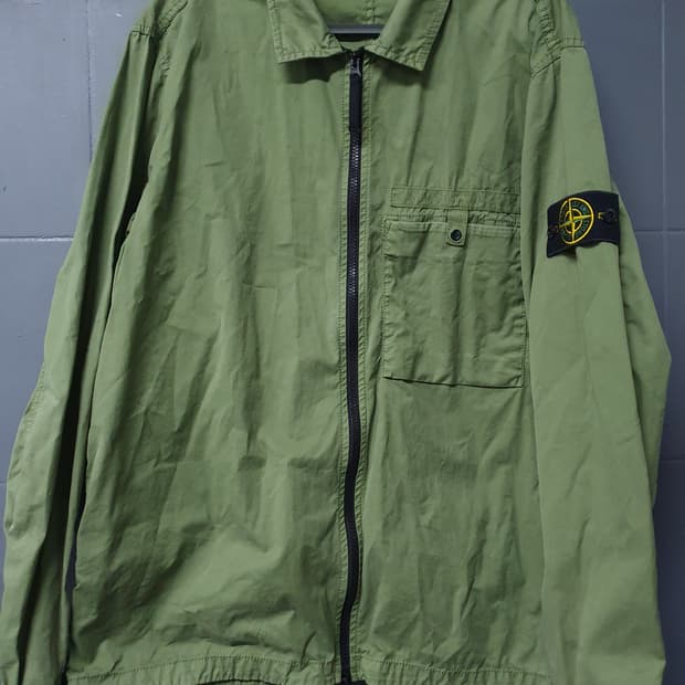 스톤아일랜드 수피마 코튼 오버셔츠XL 올리브 그린