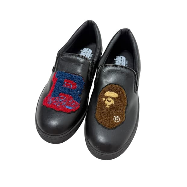 베이프 bape 로고 자수 블랙 슬립온