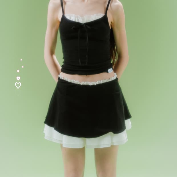 드라이로즈 레이스 바운드 탑 슬리브리스 블랙