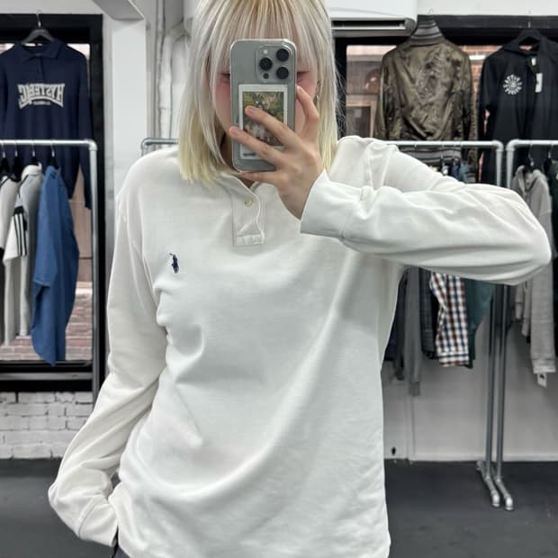 폴로 랄프로렌 화이트 PK 롱슬리브