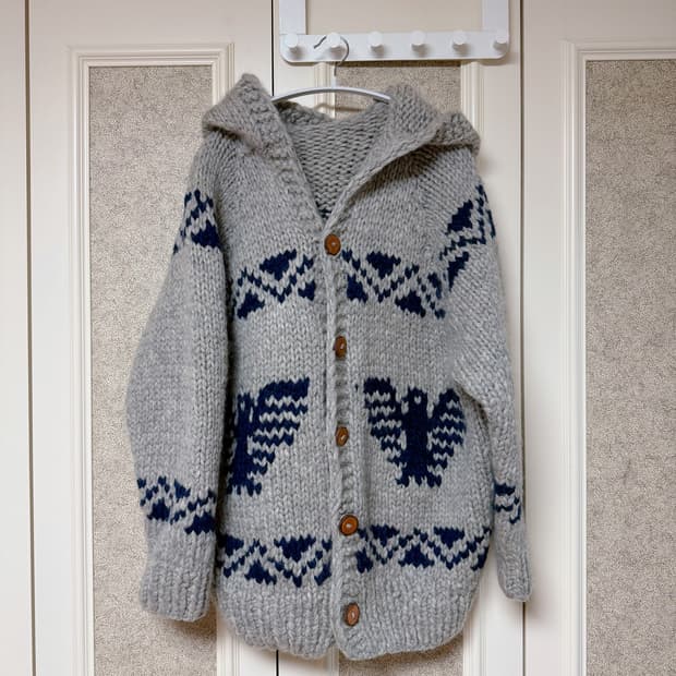 헤비울 코위찬 후디 니트 가디건 빈티지