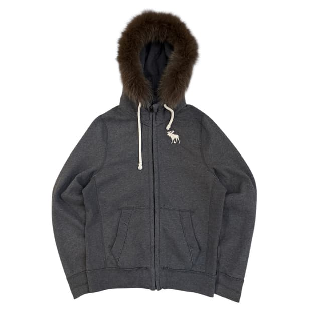 아베크롬비 이중지퍼 울프죠 퍼 후드집업 그레이