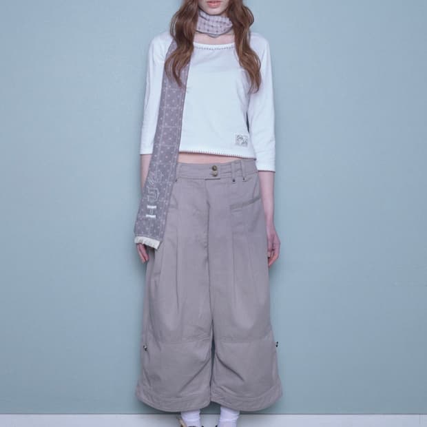 허그유어스킨 벌룬 핀턱 카프리 팬츠 (핑크 베이지) Msize