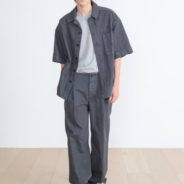 Document denim tucked trouser