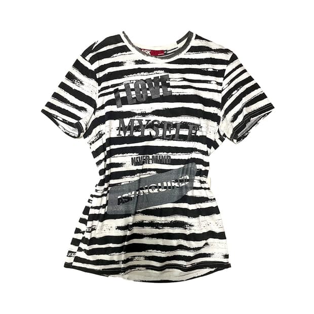 ask zebra black & white top