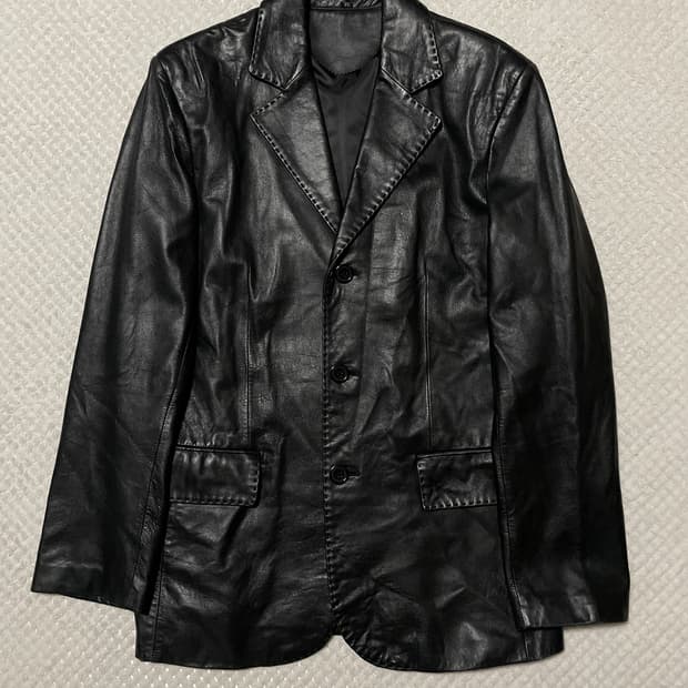 광희시장 웨스턴 무드 램스킨 양가죽 3버튼 스티치 레더 자켓