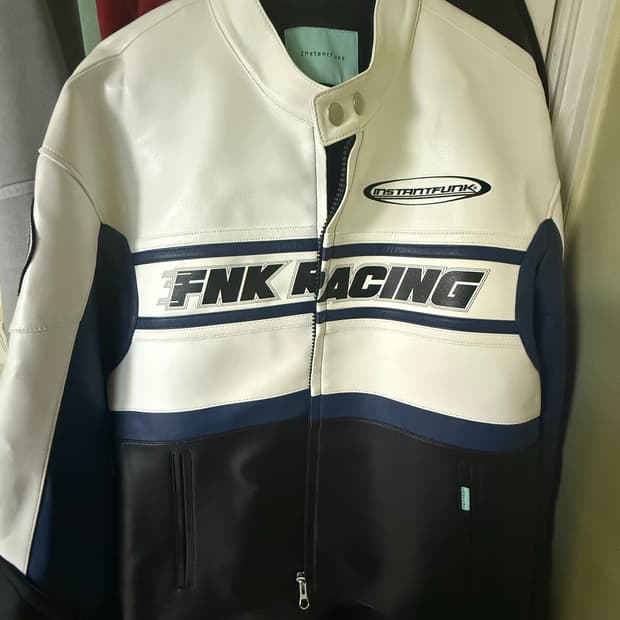 인스턴트펑크(InstantFunk) FNK Racing 레더 자켓 화이트