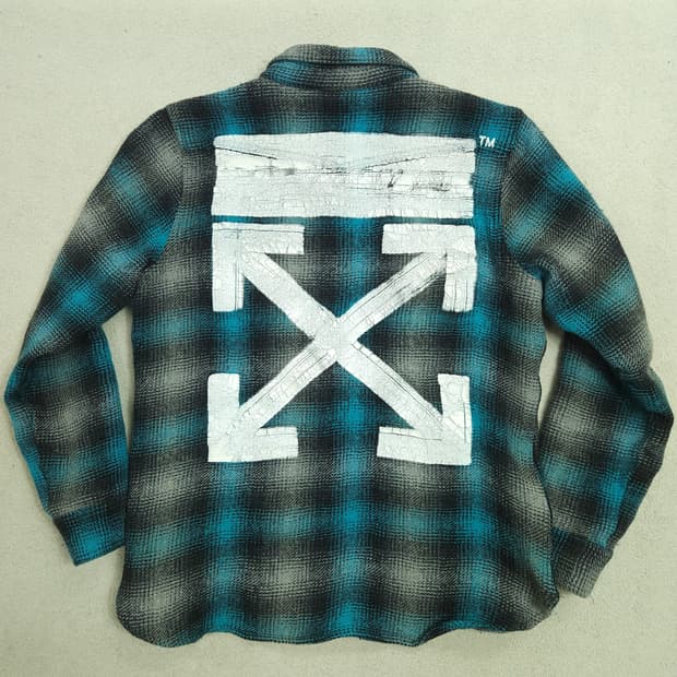 오프화이트 플란넬 셔츠 M