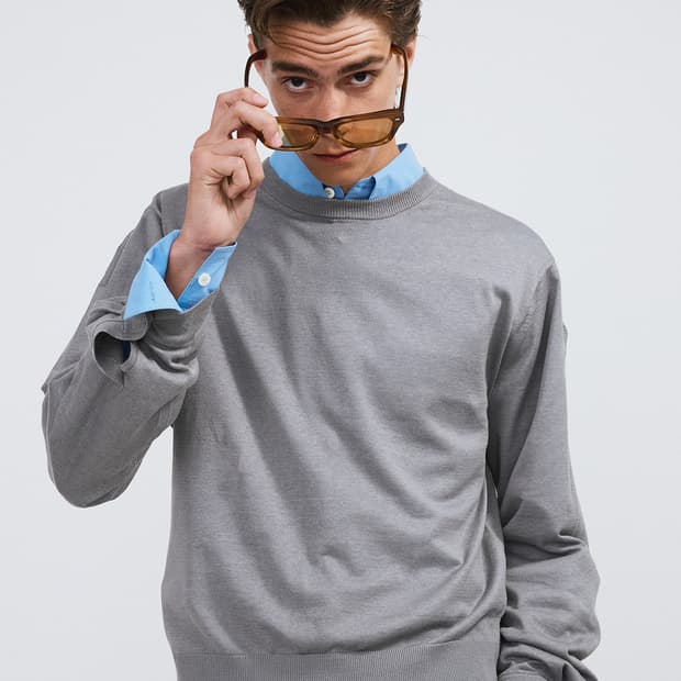 렉토 26SS 실크 린넨 커프스 디테일 니트 탑 쿨 그레이