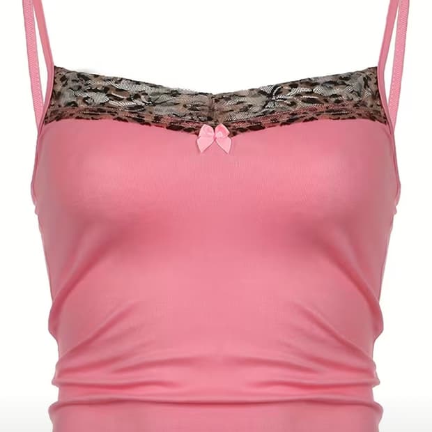 갸루 핑크 호피 나시