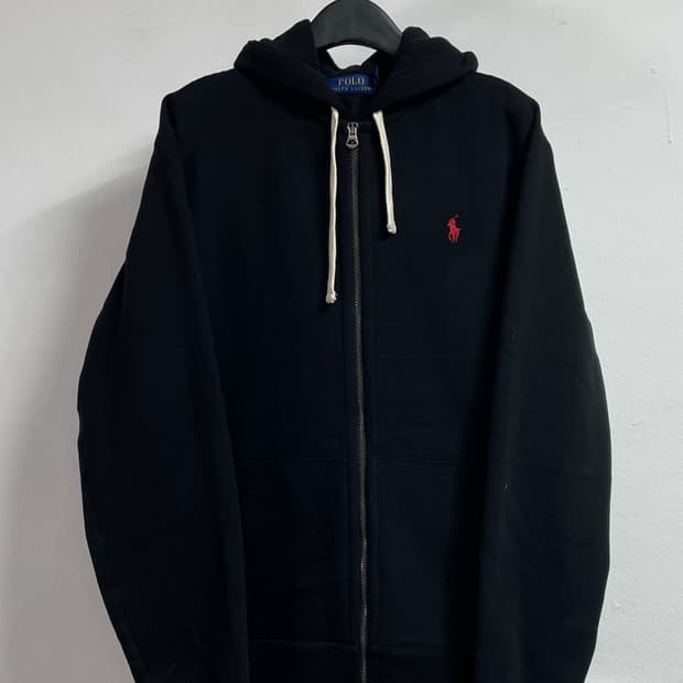 폴로 랄프로렌 블랙 헤비스웻 후드집업 (on.118)  