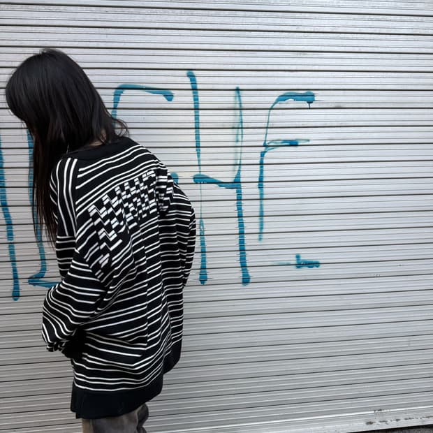 준지 스트라이프 패턴 오버핏 니트 롱 슬리브