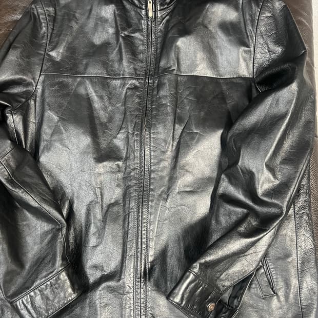 소가죽 하이넥 자켓 100