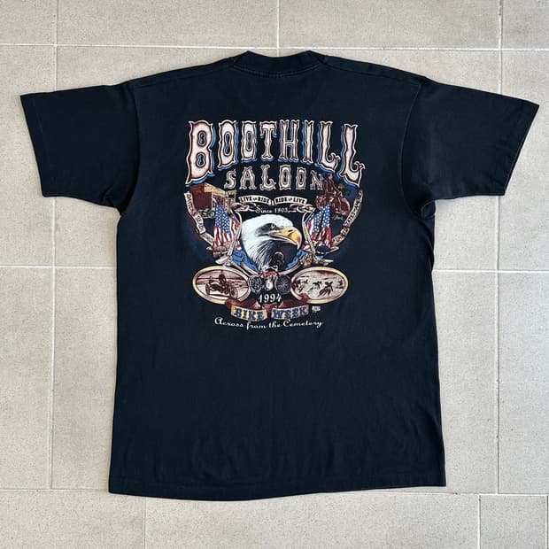 90s 빈티지 바이크 티셔츠 XL Boothill saloon USA