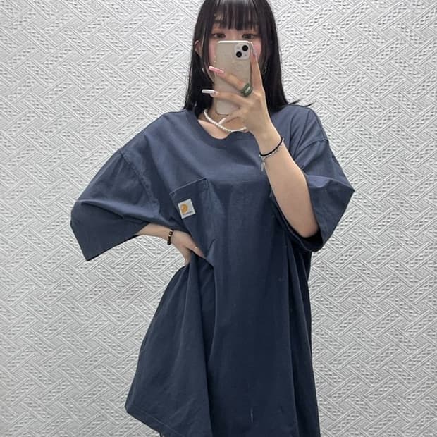칼하트 빈티지 캐주얼 오버핏 박스로고 워크 반팔티 XL C13402