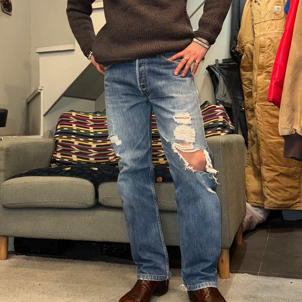 90’s Levi’s 501 553 USA distressed denim