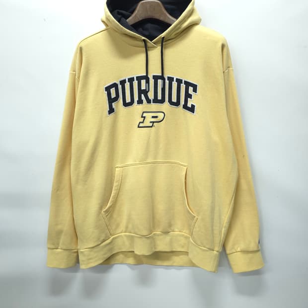 (빅사이즈) 챔피온 퍼듀 자수 로고 옐로우 후드티 (110~115)