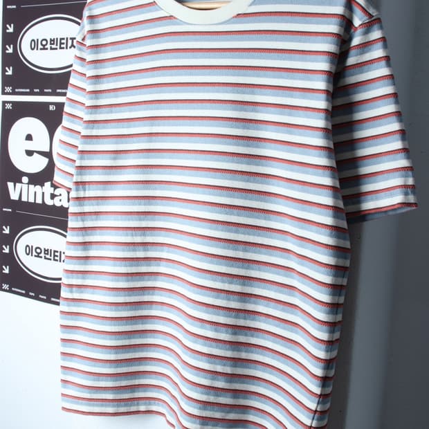 (L-XL) 에잇세컨즈 반팔 티셔츠 스트라이프 컬러믹스-H33484