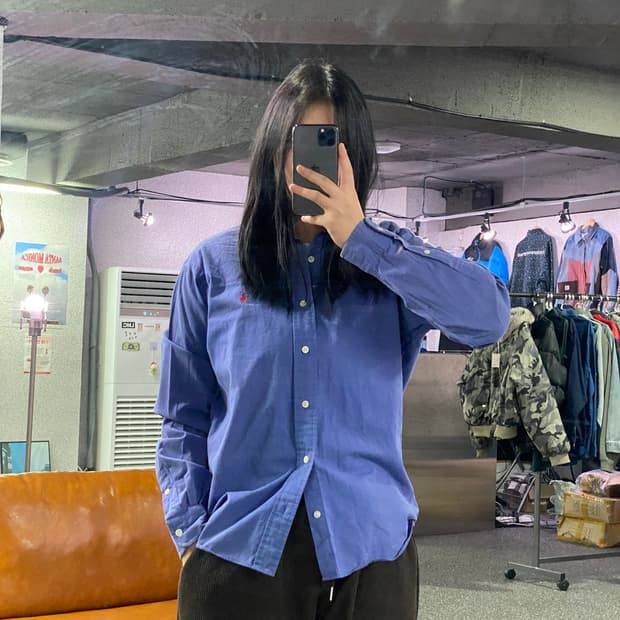 폴로 클래식핏 레드포니 블루 셔츠 B3642