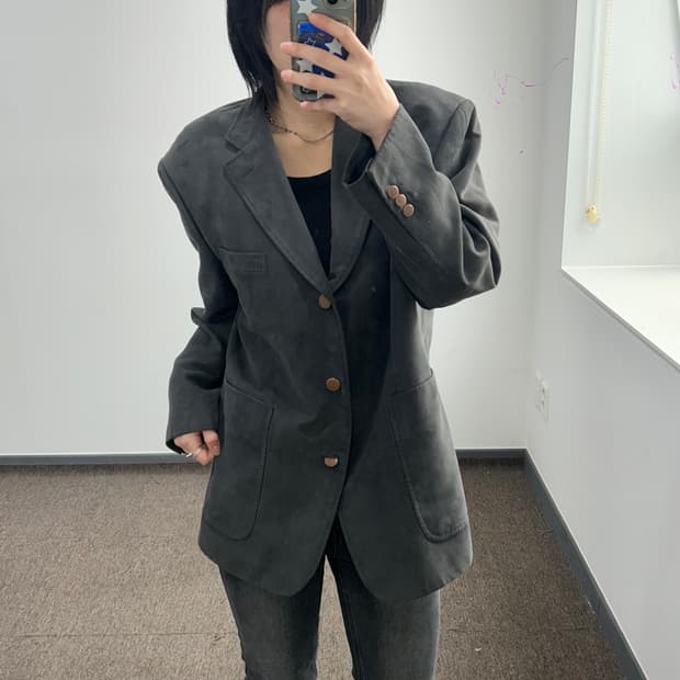 Balenciaga 발렌시아가 차콜 스웨이드 블레이저 