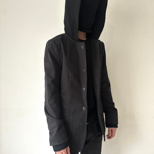 알마니 2000s 후드 니트 레이어 블레이저 자켓