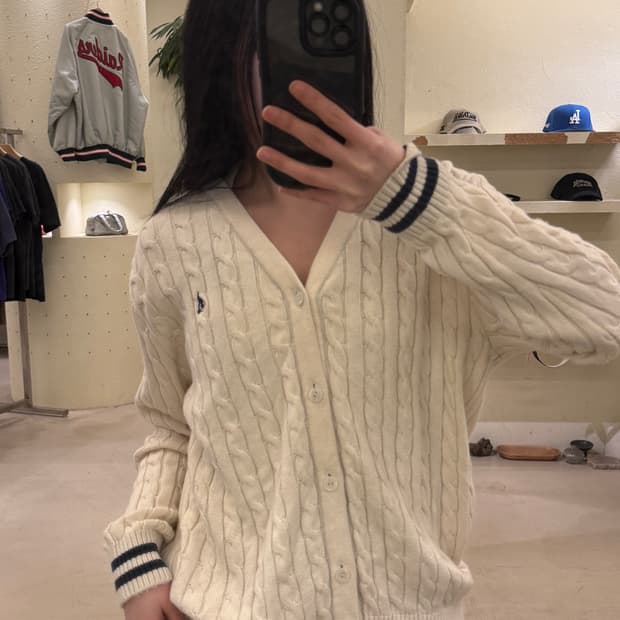 빈폴 케이블 아이보리 가디건  U18