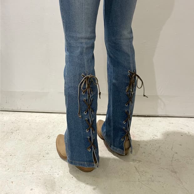 VTG lace-up denim boots cut 레이스업 데님 부츠컷