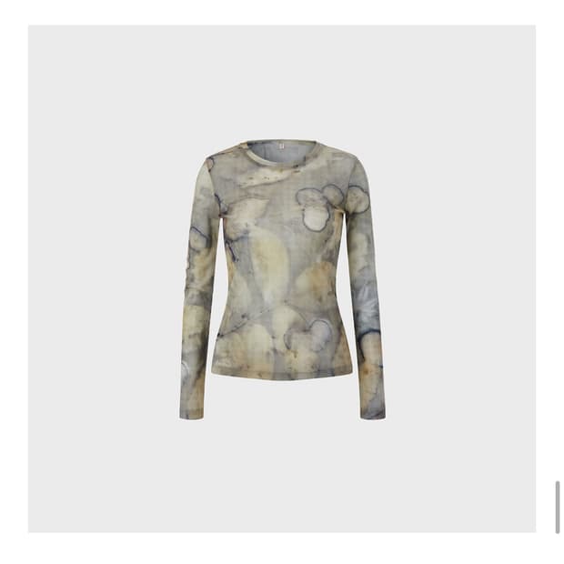 티크 leaf dyed mesh long sleeve top