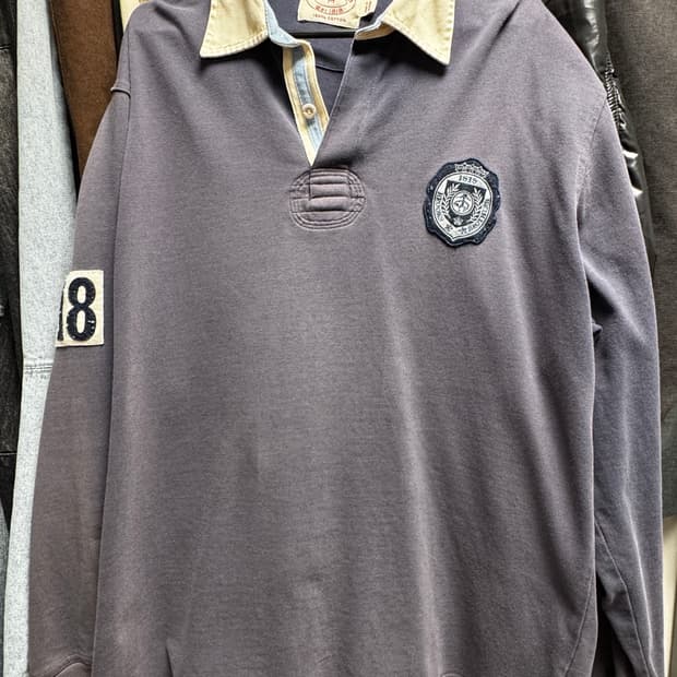빈티지 럭비 카라 티셔츠 L