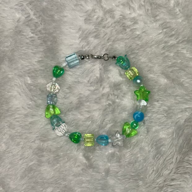 수제 비즈 팔찌 그린 블루