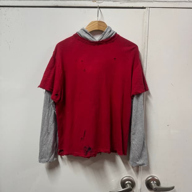 빈티지 레이어드 후드티