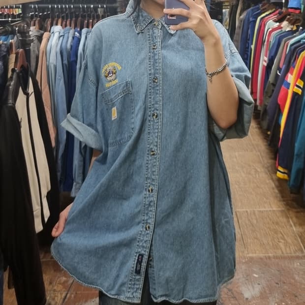 [Hi] 칼하트 데님 반팔 셔츠 
