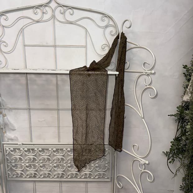 Brown ribbon dot scarf