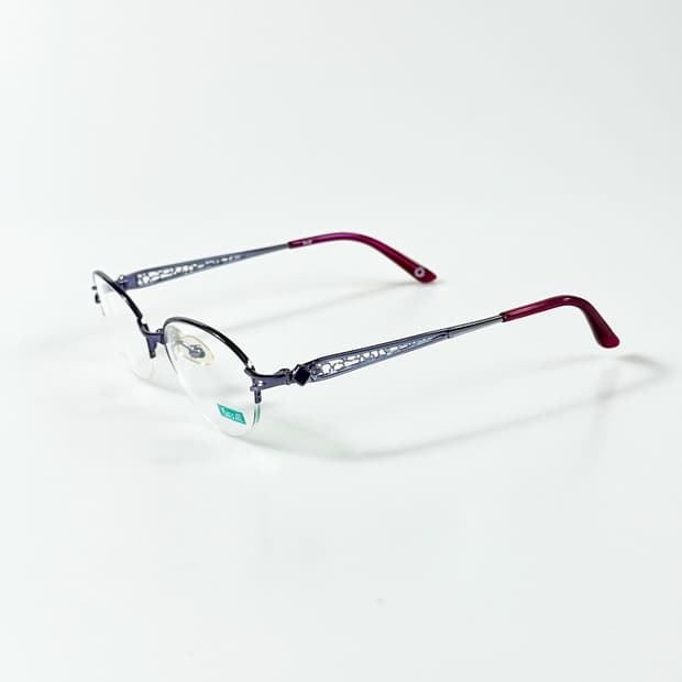 90s FUTIS 바이올렛 오벌 메탈 반무테 빈티지 안경