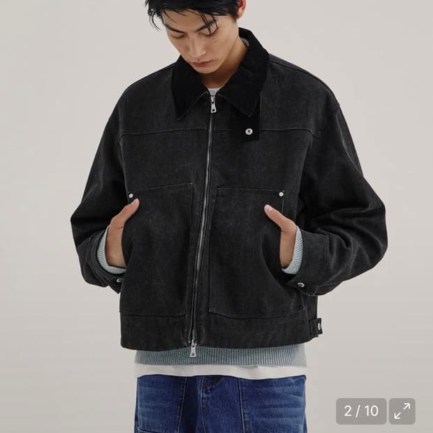 키뮤어 빈티지 워크 자켓_차콜 M