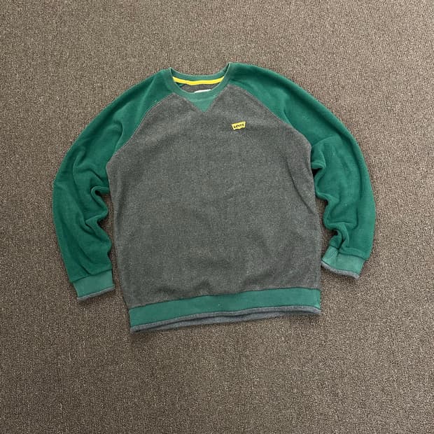 165)리바이스 빈티지 그린 차콜 배색 플리스 스웻셔츠