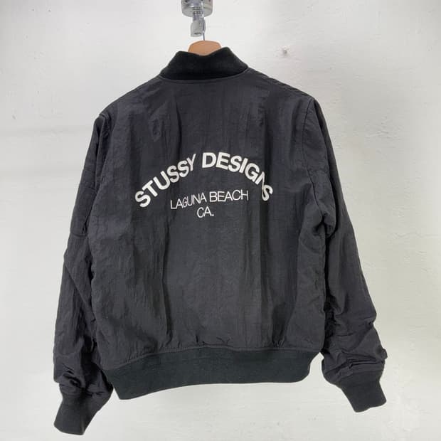 스투시 블랙 디자인 투웨이 나일론 봄버 자켓
