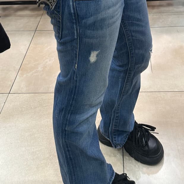 트루릴리전 빈티지 y2k 리벳포인트 로우라이즈 데님