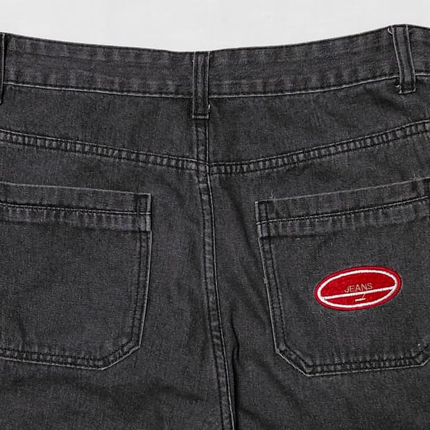 [M] MANFINITY 블랙 카고 데님 팬츠 / 스트릿 와이드 청바지