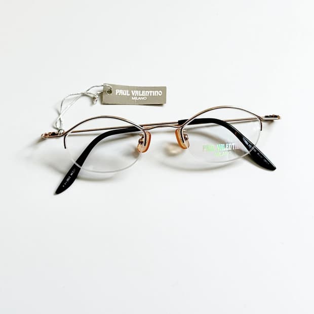 90s Paul Valentino 골드 오벌 반무테 빈티지 안경