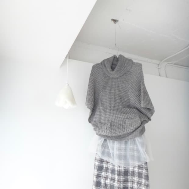 Highneck pocket knit / grey