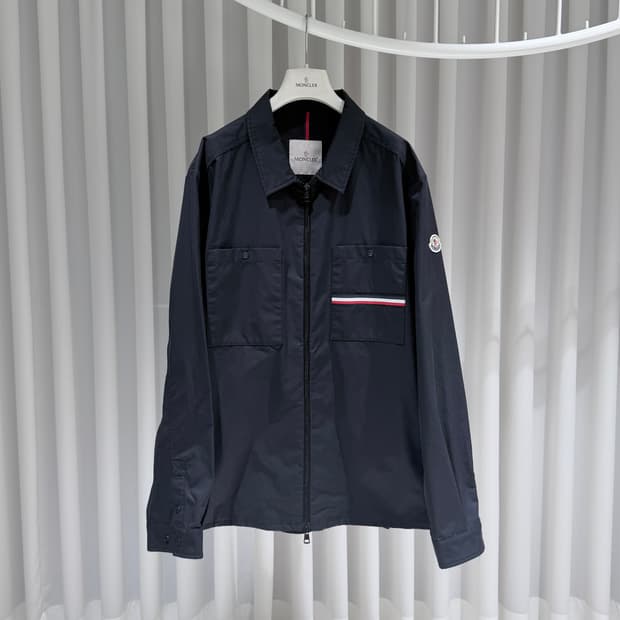 (A+/7) / 몽클레어 트라이컬러 악센트 오버셔츠 네이비