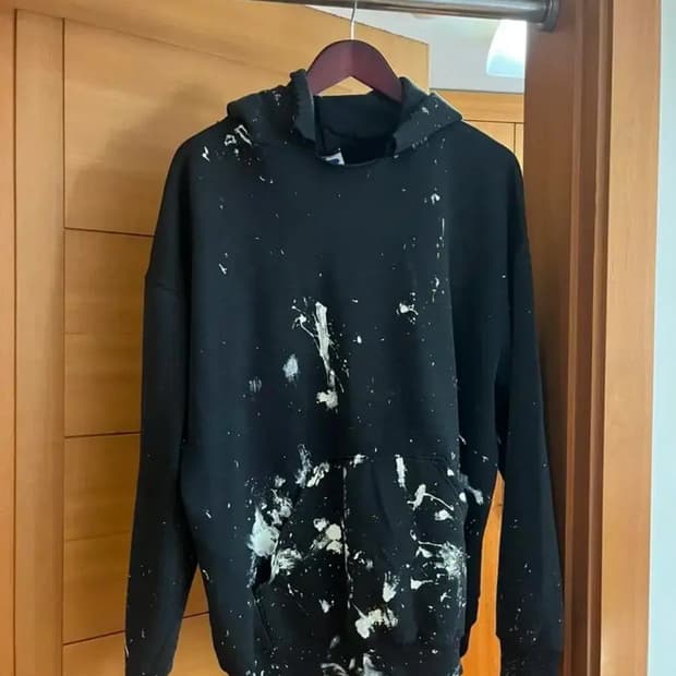 빈티지 러셀 블랙 페인팅 후드