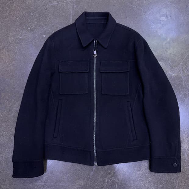 시스템옴므 캐시미어 울 블렌디드 포켓 블루종 자켓 블랙 95