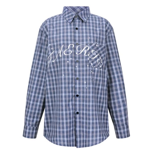 샵페어리 블루 체크 아카데미 셔츠+넥타이