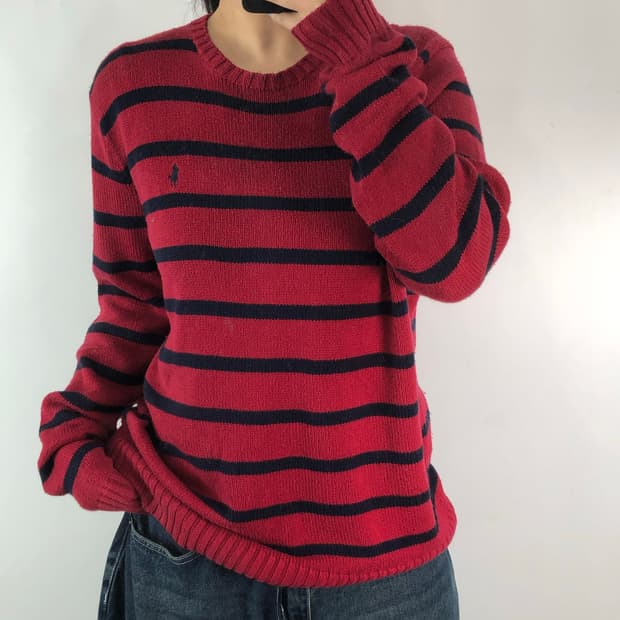 [L] 폴로 스트라이프 코튼 니트
