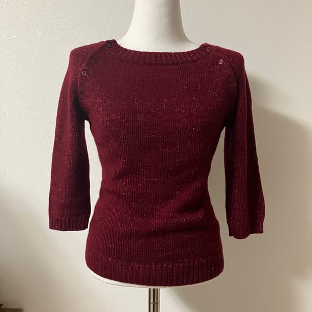 쿠미쿄쿠 버건디 니트 딱붙핏 울니트