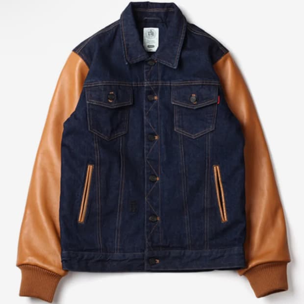 베리드얼라이브 데님 가죽 배색 자켓 M