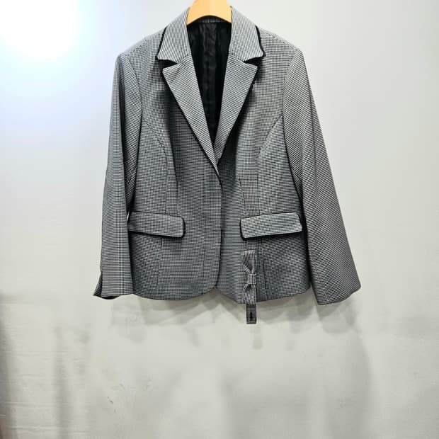Au.dureaU 체크 패턴 카라 레이스 숏 자켓
