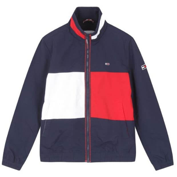 M 타미힐피거 진스 빅 로고 올드스쿨 블루종 바람막이 자켓